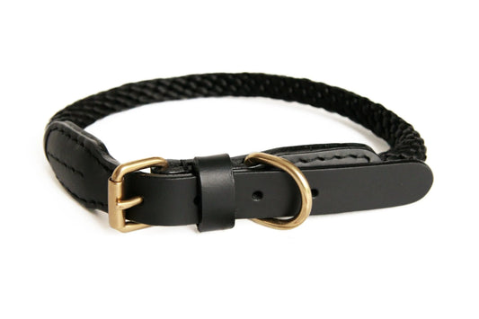 Rope and Leather Collar with Buckle (24 in)