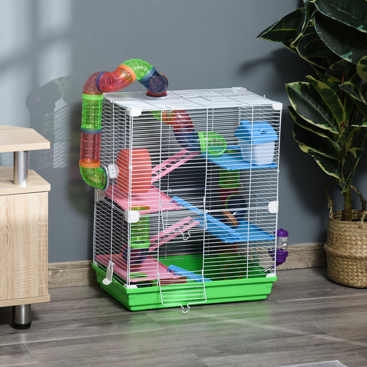 PawHut 5 Tiers Hamster Cage Portable Animal Travel Carrier w/ Exercise